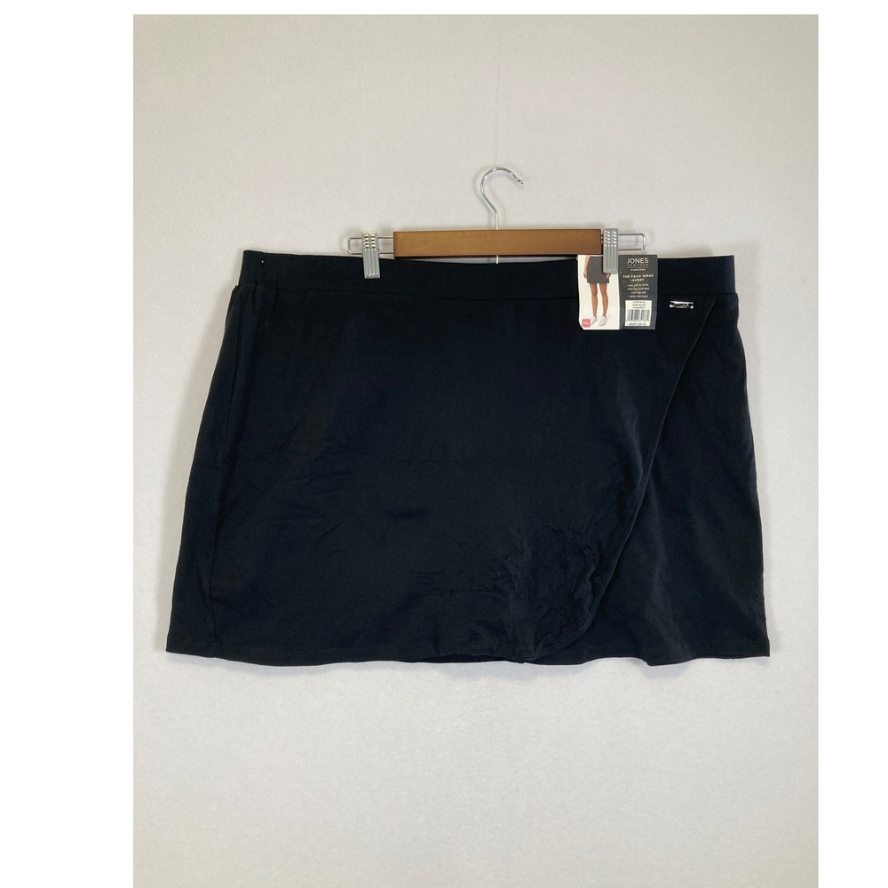 Jones New York Faux Wrap Skort Women XXL Black Cotton Blend Pull On New With Tag